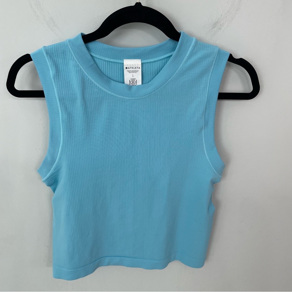 Athleta: Renew Seamless Muscle Tank, Large, Aqua - Picture 3 of 6